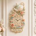 Personalized Tea Culture Lovers Wall Clock with Custom Name — personalized with a custom name