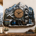 Personalized Mountain Cabin Owners Wall Clock with Custom Name — personalized with a custom name