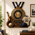 Personalized Baseball Achievement Wall Clock with Custom Name — personalized with a custom name
