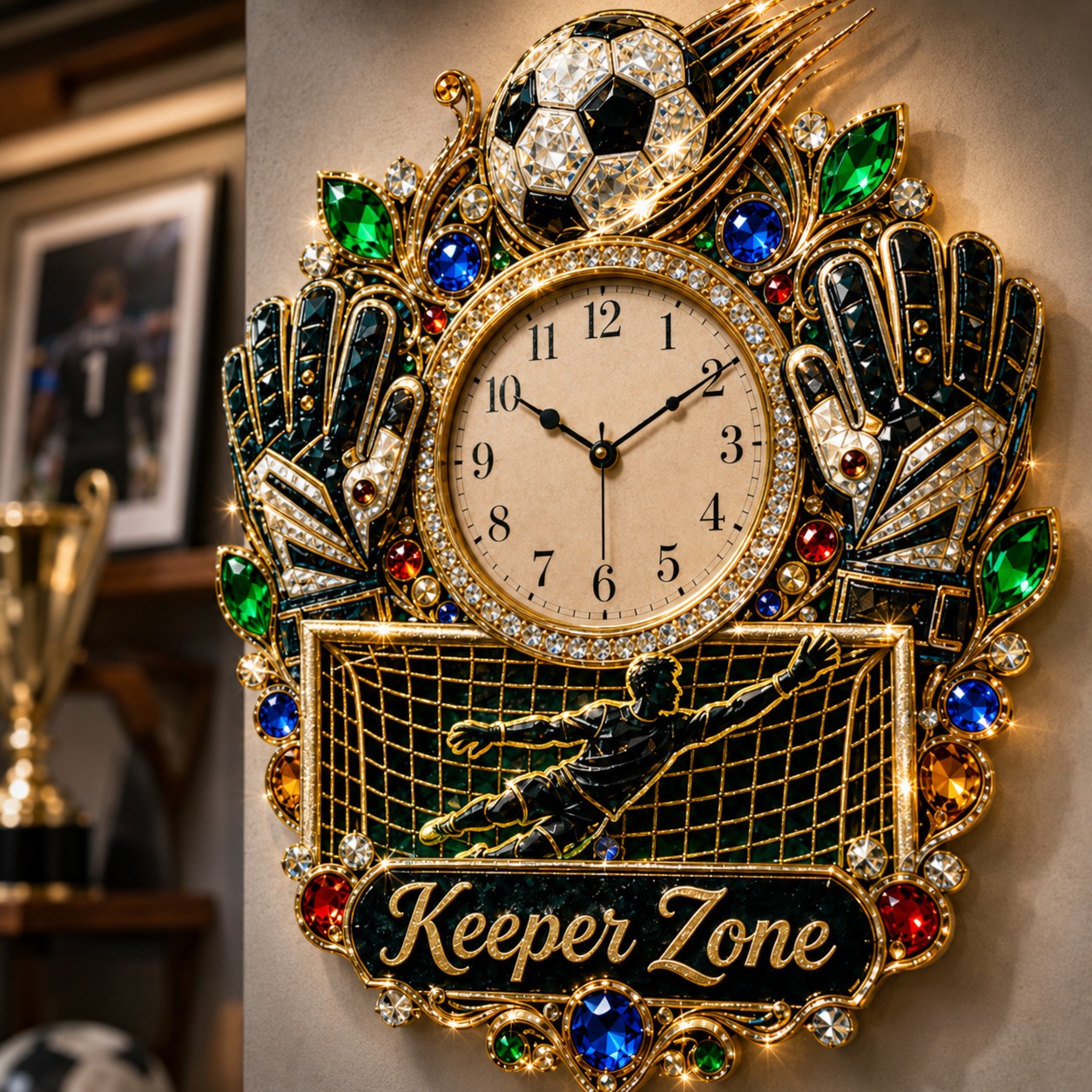 Personalized Goalkeeper Wall Clock with Custom Name — personalized with a custom name