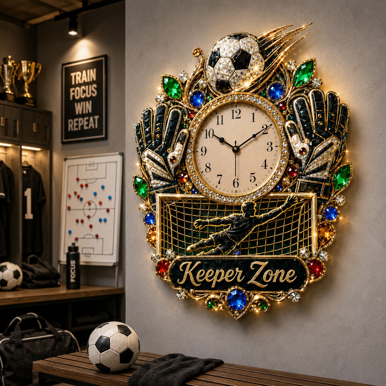 Personalized Goalkeeper Wall Clock with Custom Name — personalized with a custom name