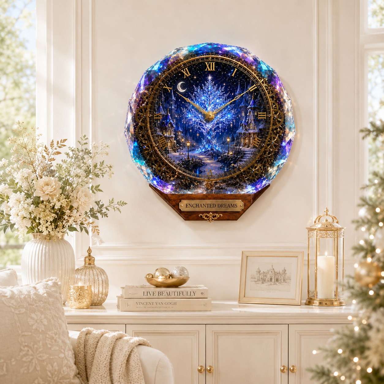 Personalized Christmas Wall Clock, Christmas Gift with Custom Name — personalized with a custom name