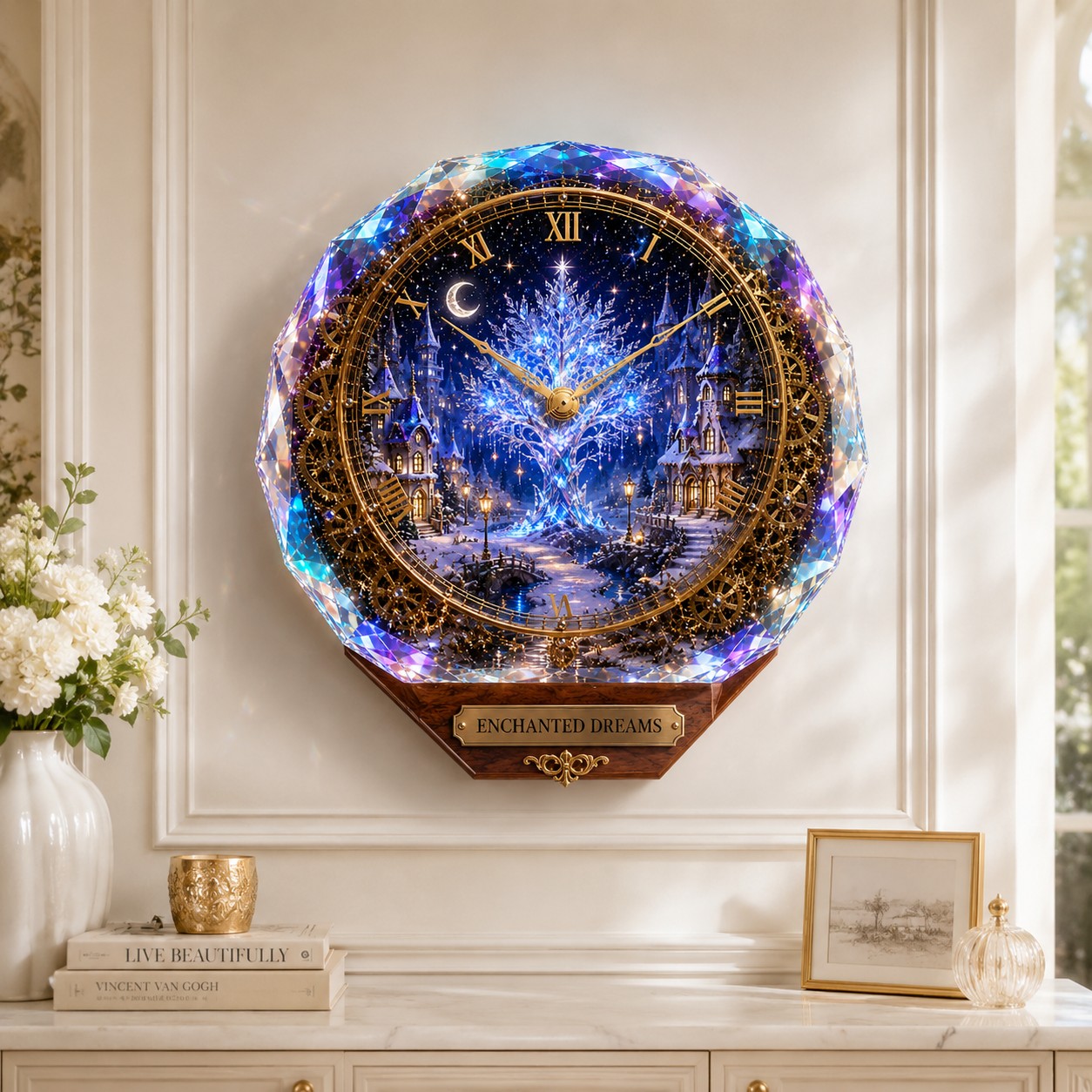 Personalized Christmas Wall Clock, Christmas Gift with Custom Name — personalized with a custom name