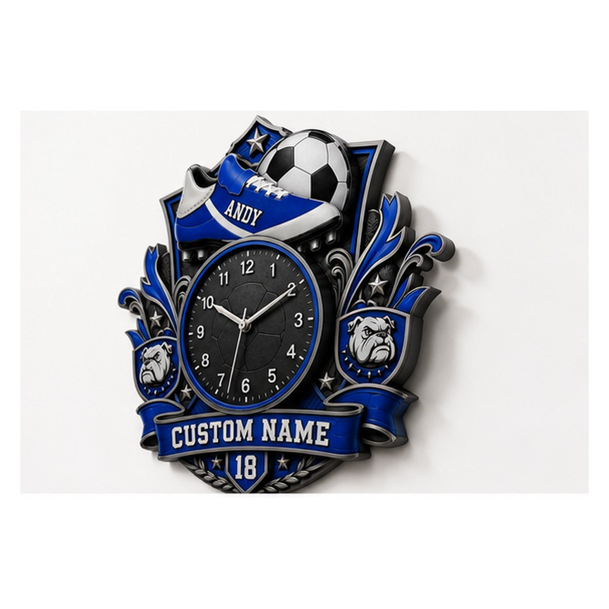 Personalized Football Player Wall Clock with Custom Name — personalized with a custom name