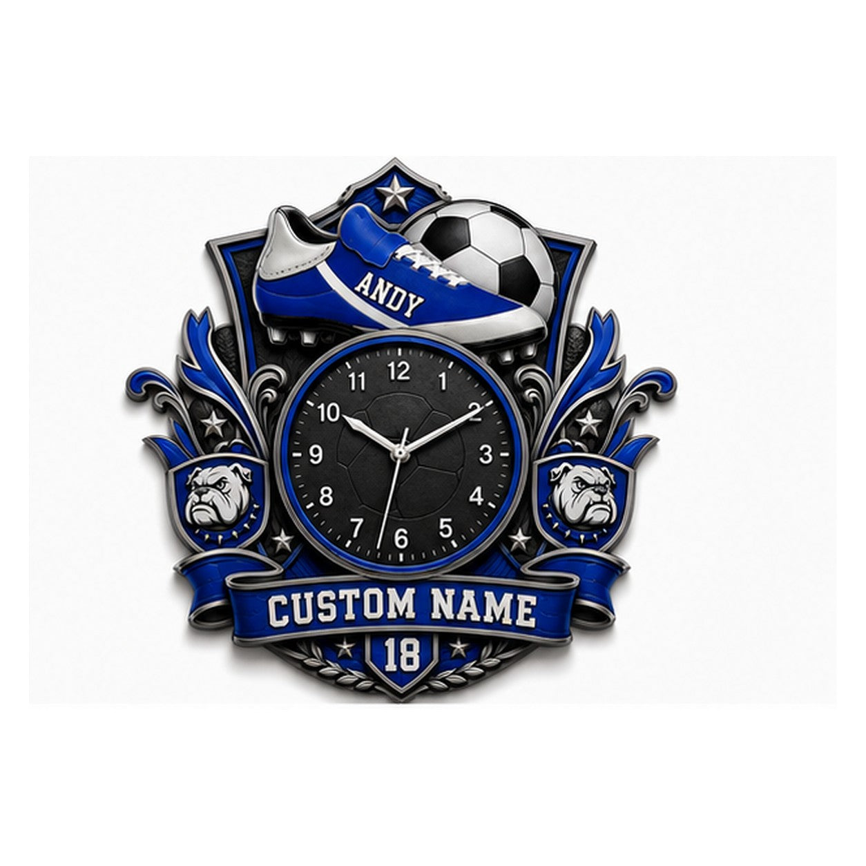 Personalized Football Player Wall Clock with Custom Name — personalized with a custom name