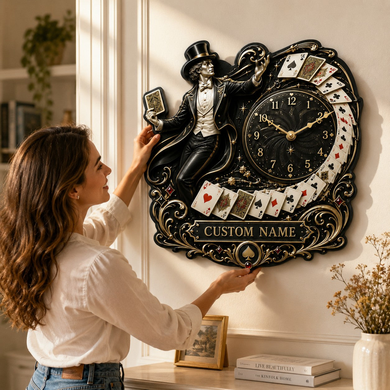 Personalized Magicians Wall Clock with Custom Name — personalized with a custom name