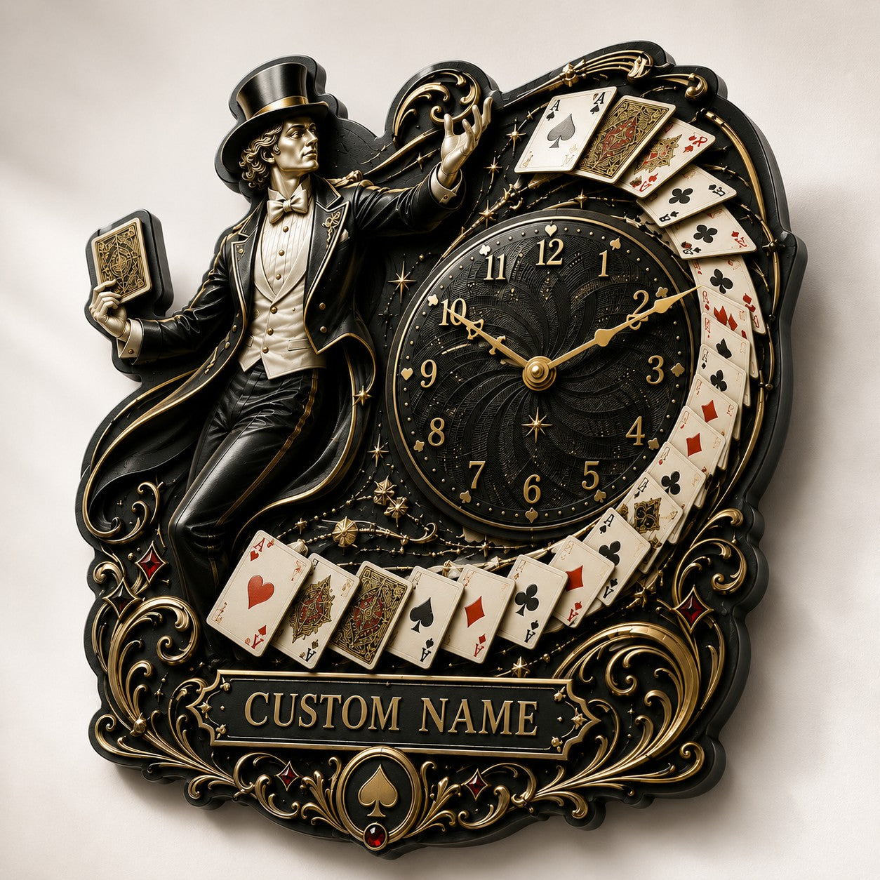 Personalized Magicians Wall Clock with Custom Name — personalized with a custom name
