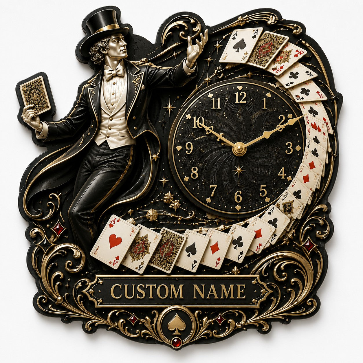 Personalized Magicians Wall Clock with Custom Name — personalized with a custom name