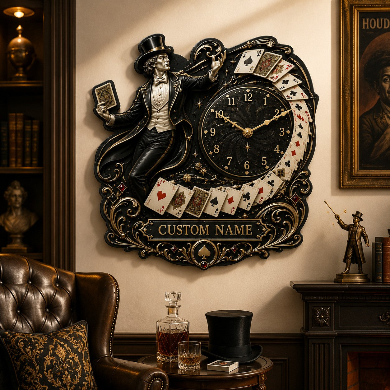 Personalized Magicians Wall Clock with Custom Name — personalized with a custom name
