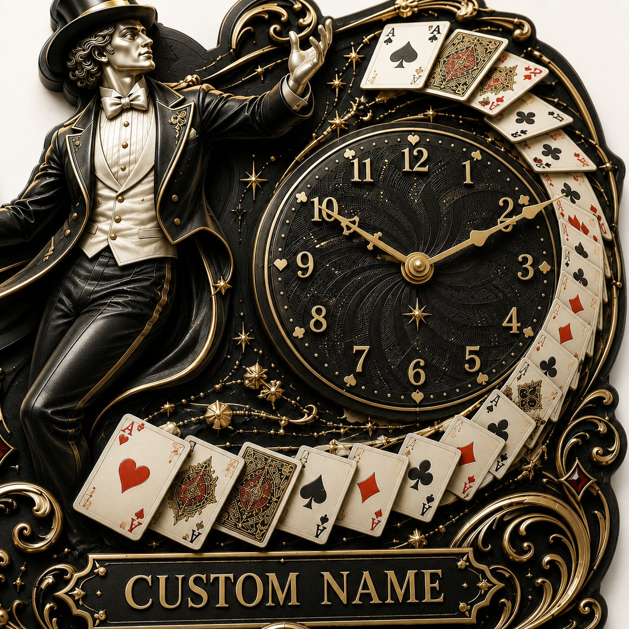 Personalized Magicians Wall Clock with Custom Name — personalized with a custom name