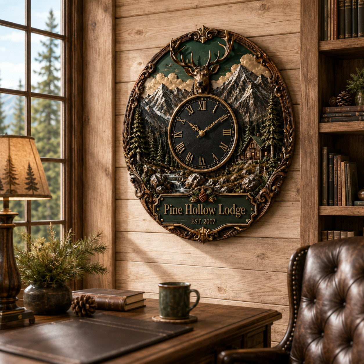 Personalized Deer Wall Clock with Custom Name — personalized with a custom name