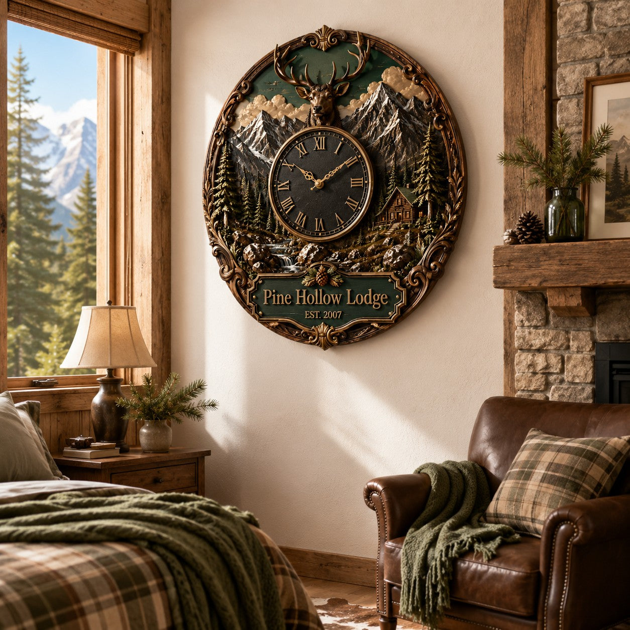 Personalized Deer Wall Clock with Custom Name — personalized with a custom name