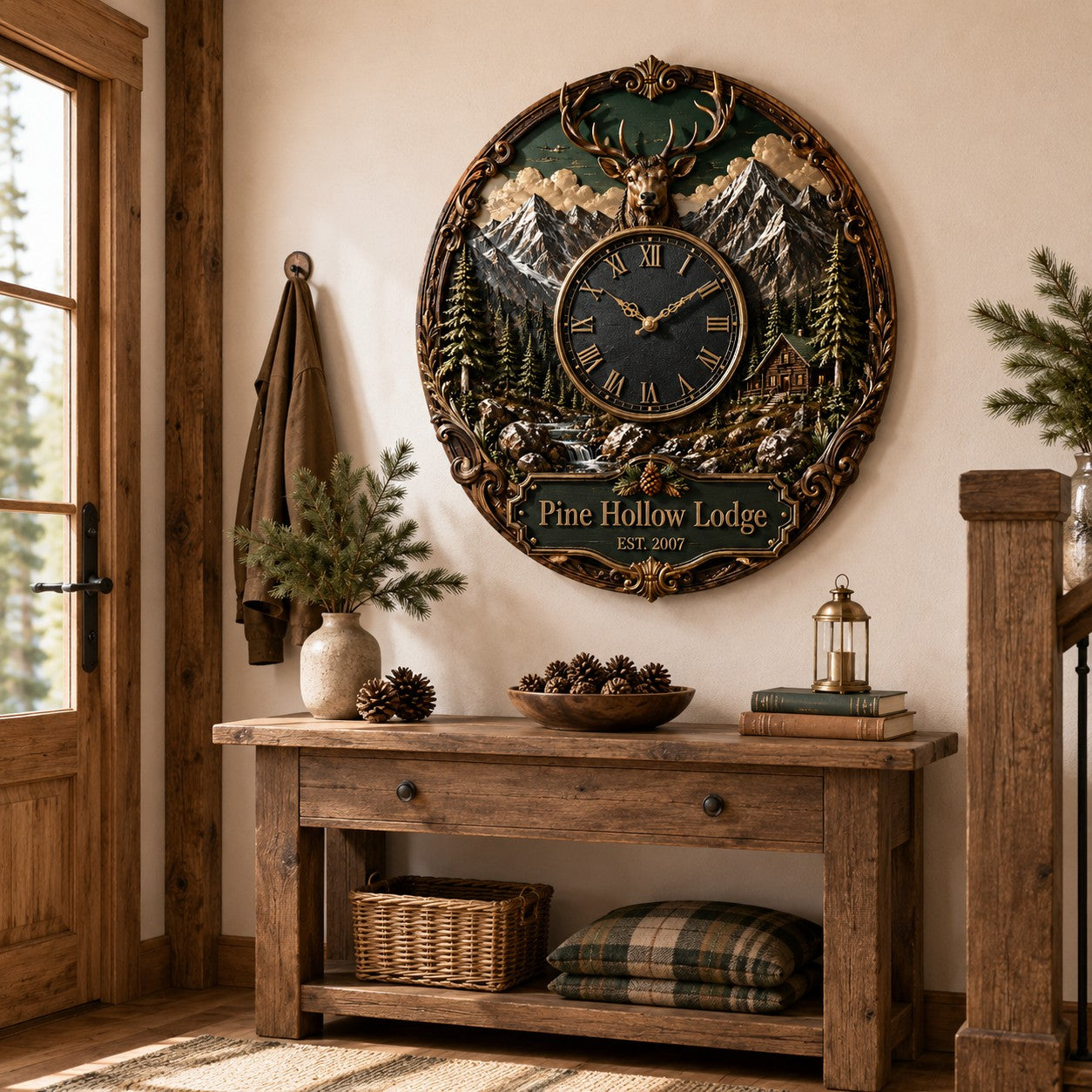 Personalized Deer Wall Clock with Custom Name — personalized with a custom name