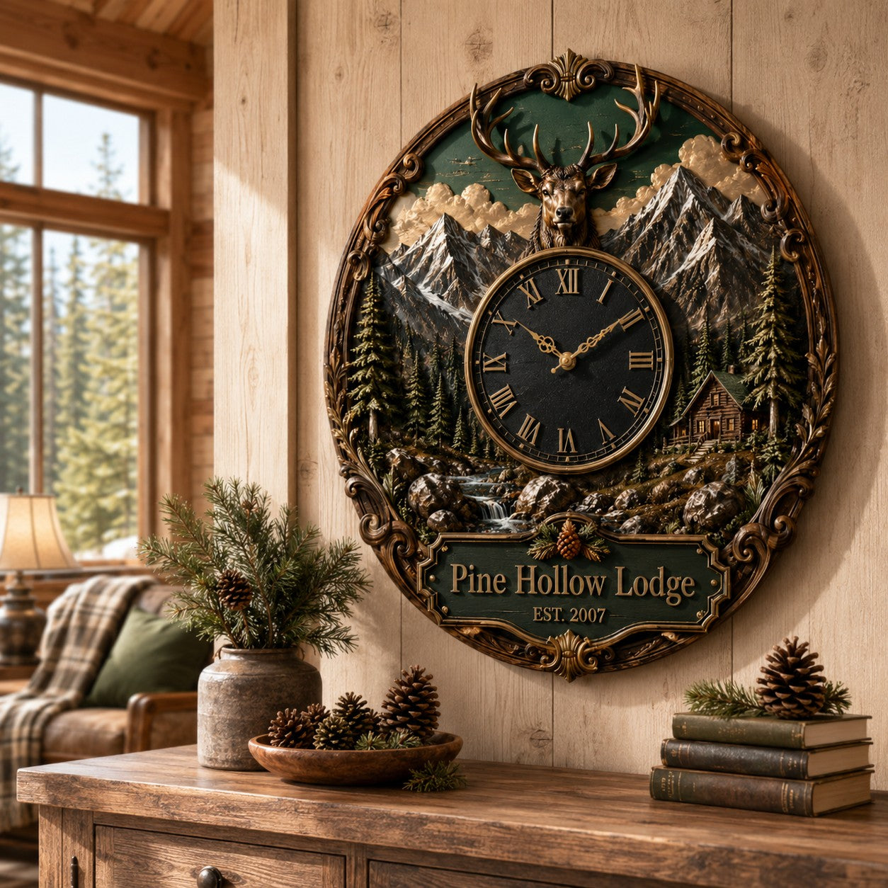 Personalized Deer Wall Clock with Custom Name — personalized with a custom name