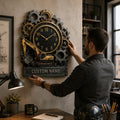 Personalized Construction Professionals Wall Clock with Custom Name — personalized with a custom name
