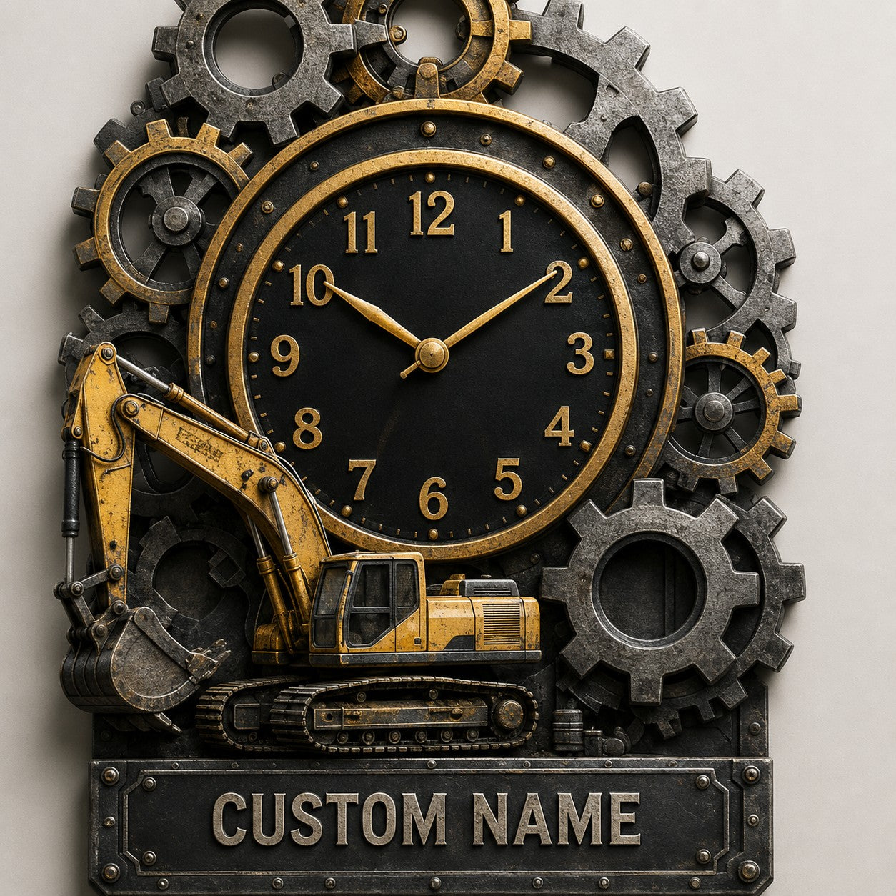 Personalized Construction Professionals Wall Clock with Custom Name — personalized with a custom name