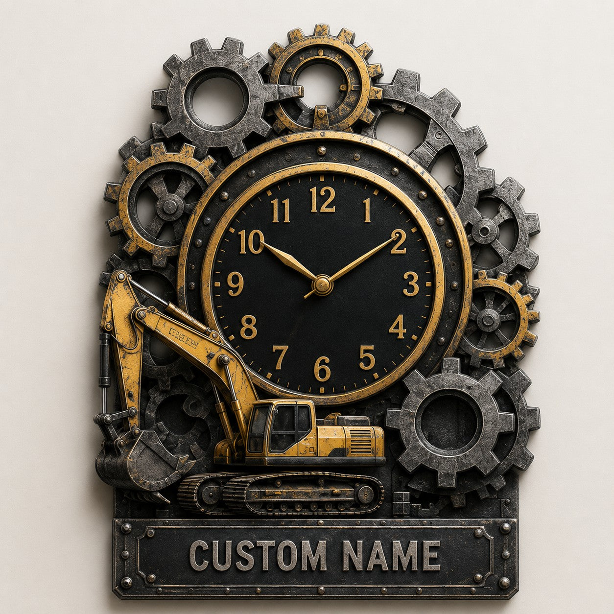 Personalized Construction Professionals Wall Clock with Custom Name — personalized with a custom name