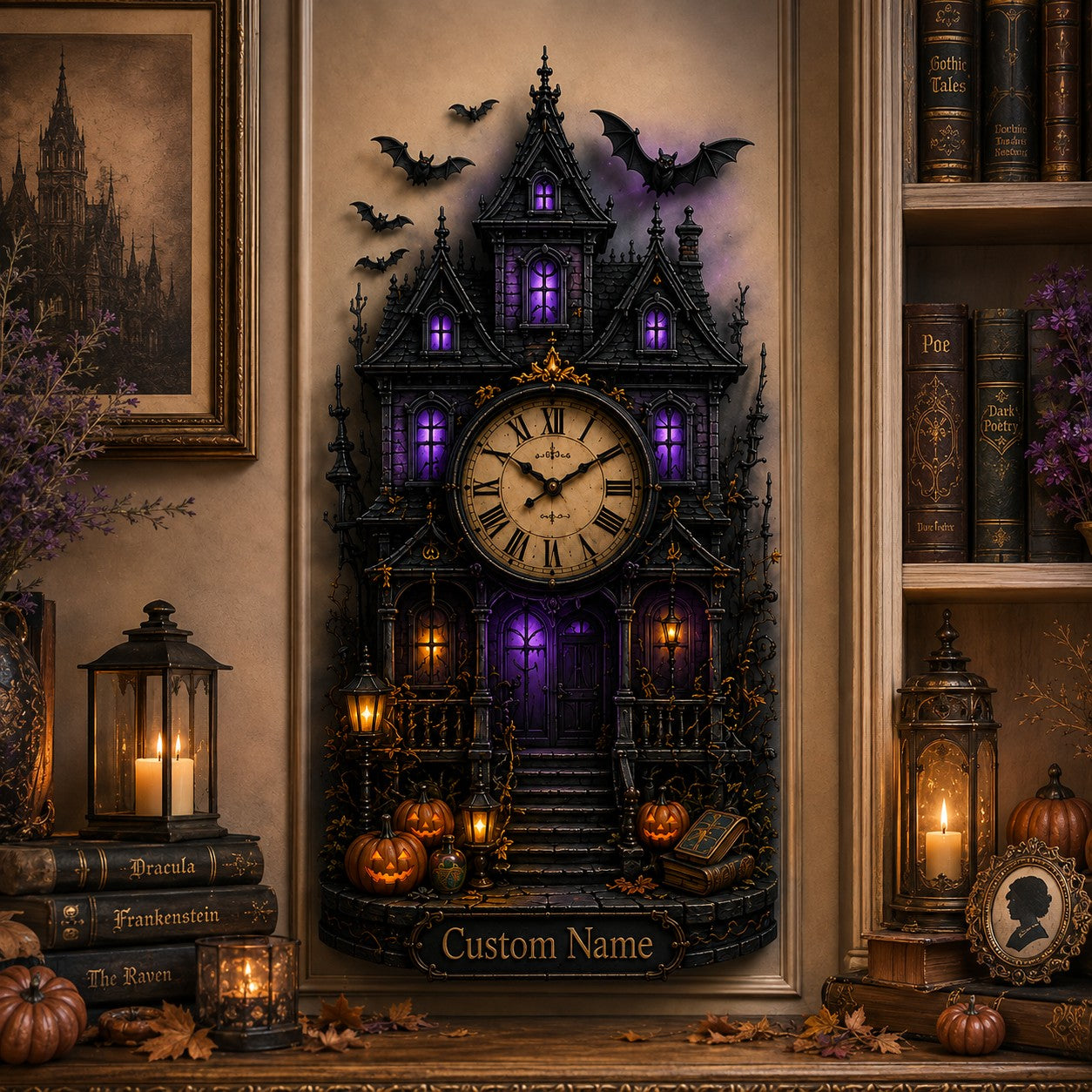 Personalized Haunted Mansion Wall Clock with Custom Name — personalized with a custom name