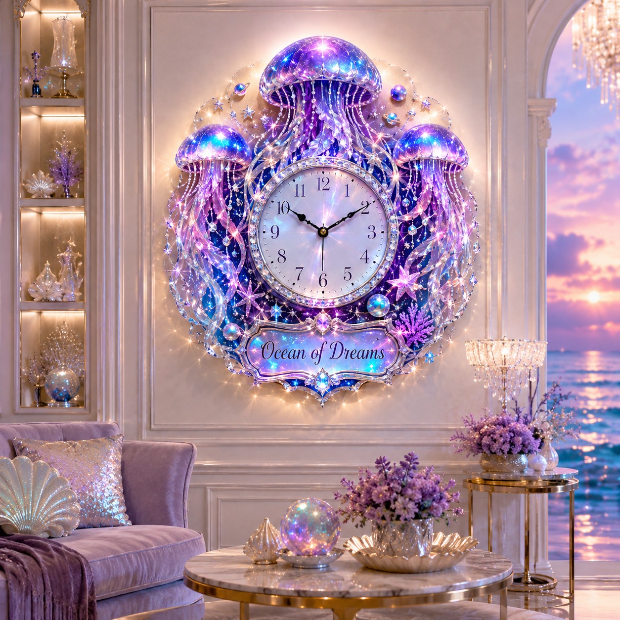 Personalized Jellyfish Wall Clock with Custom Name — personalized with a custom name