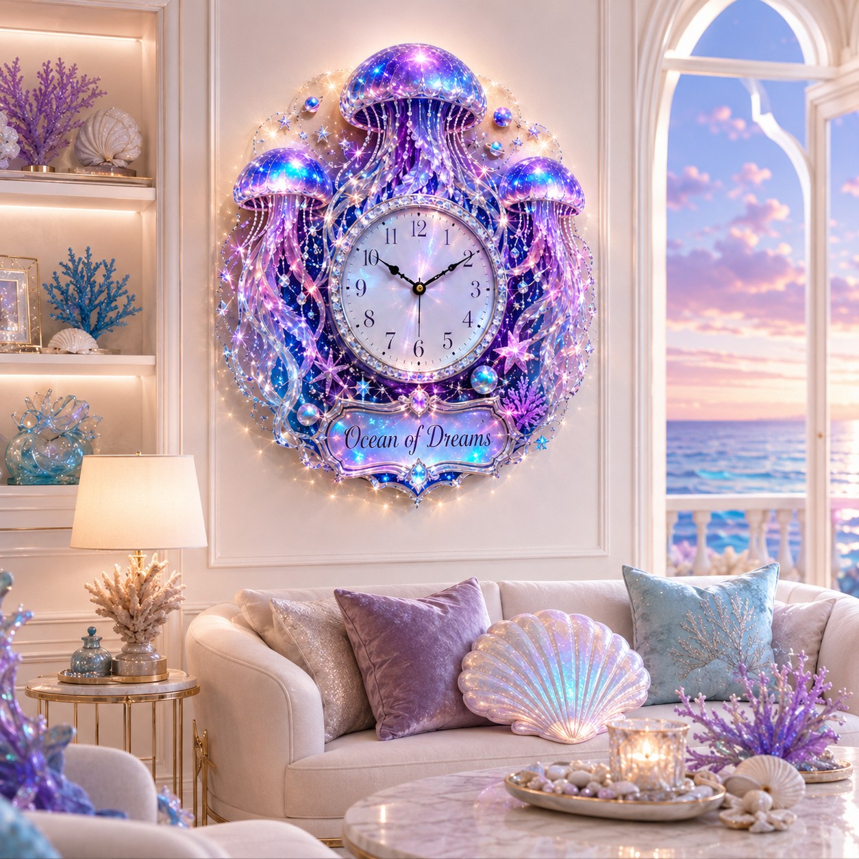 Personalized Jellyfish Wall Clock with Custom Name — personalized with a custom name