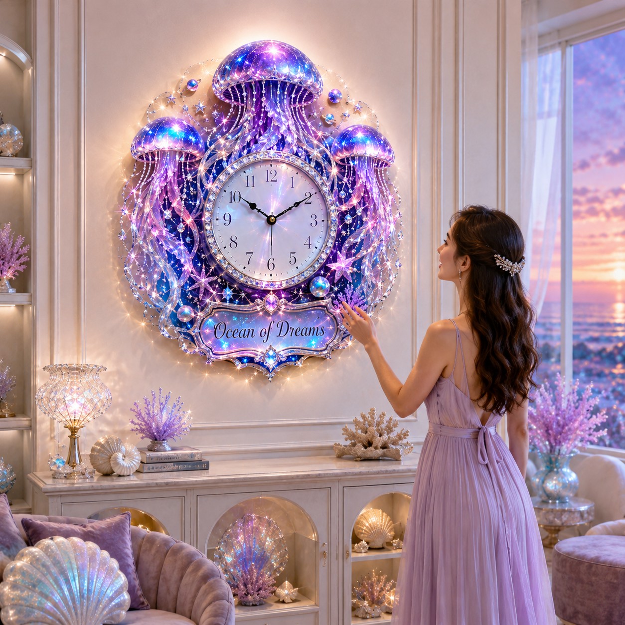 Personalized Jellyfish Wall Clock with Custom Name — personalized with a custom name