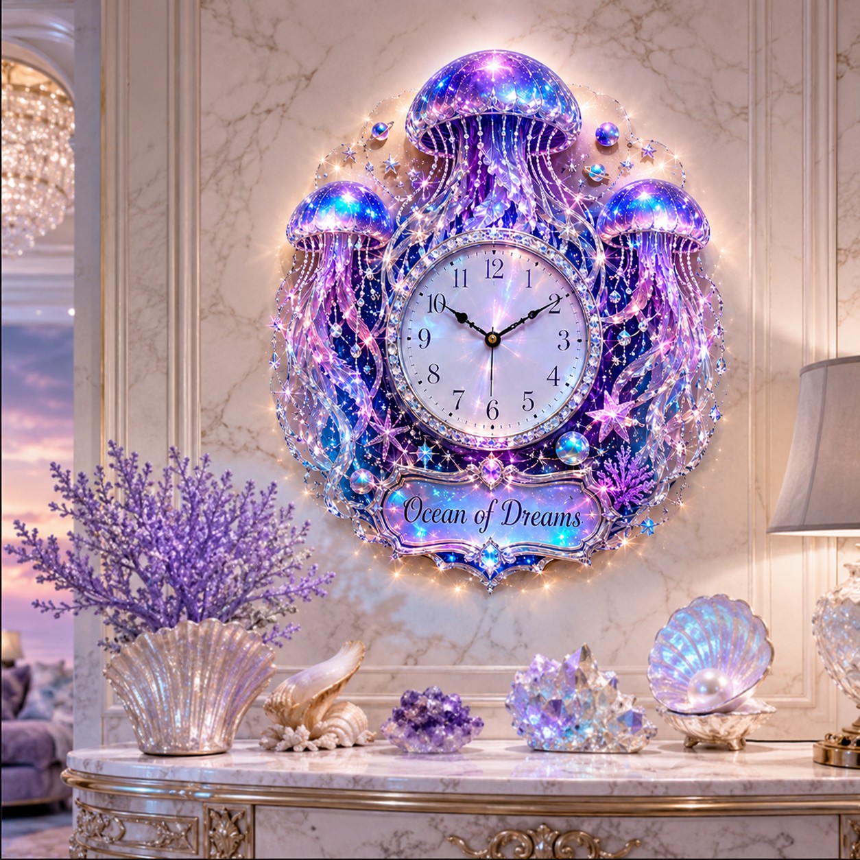 Personalized Jellyfish Wall Clock with Custom Name — personalized with a custom name