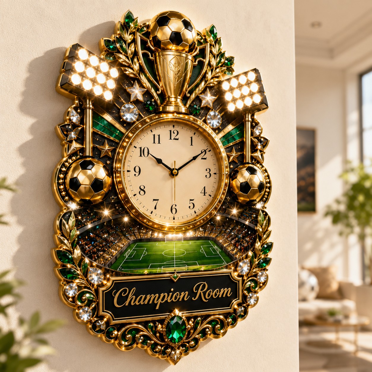 Personalized Soccer Champion Wall Clock with Custom Name — personalized with a custom name