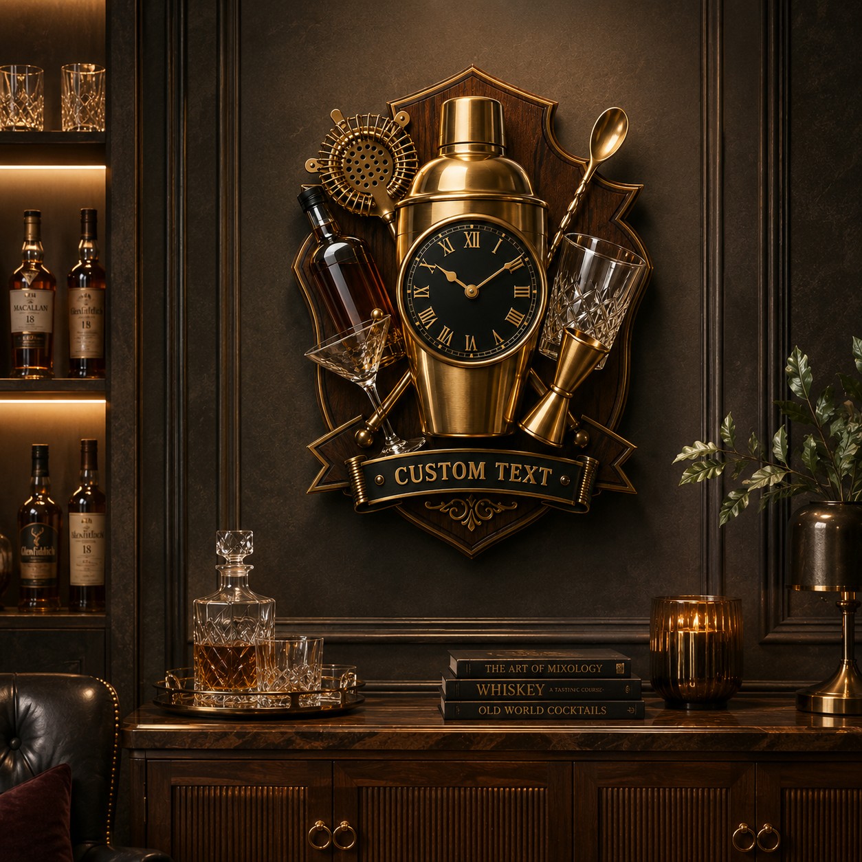 Personalized Bartender Wall Clock with Custom Name — personalized with a custom name