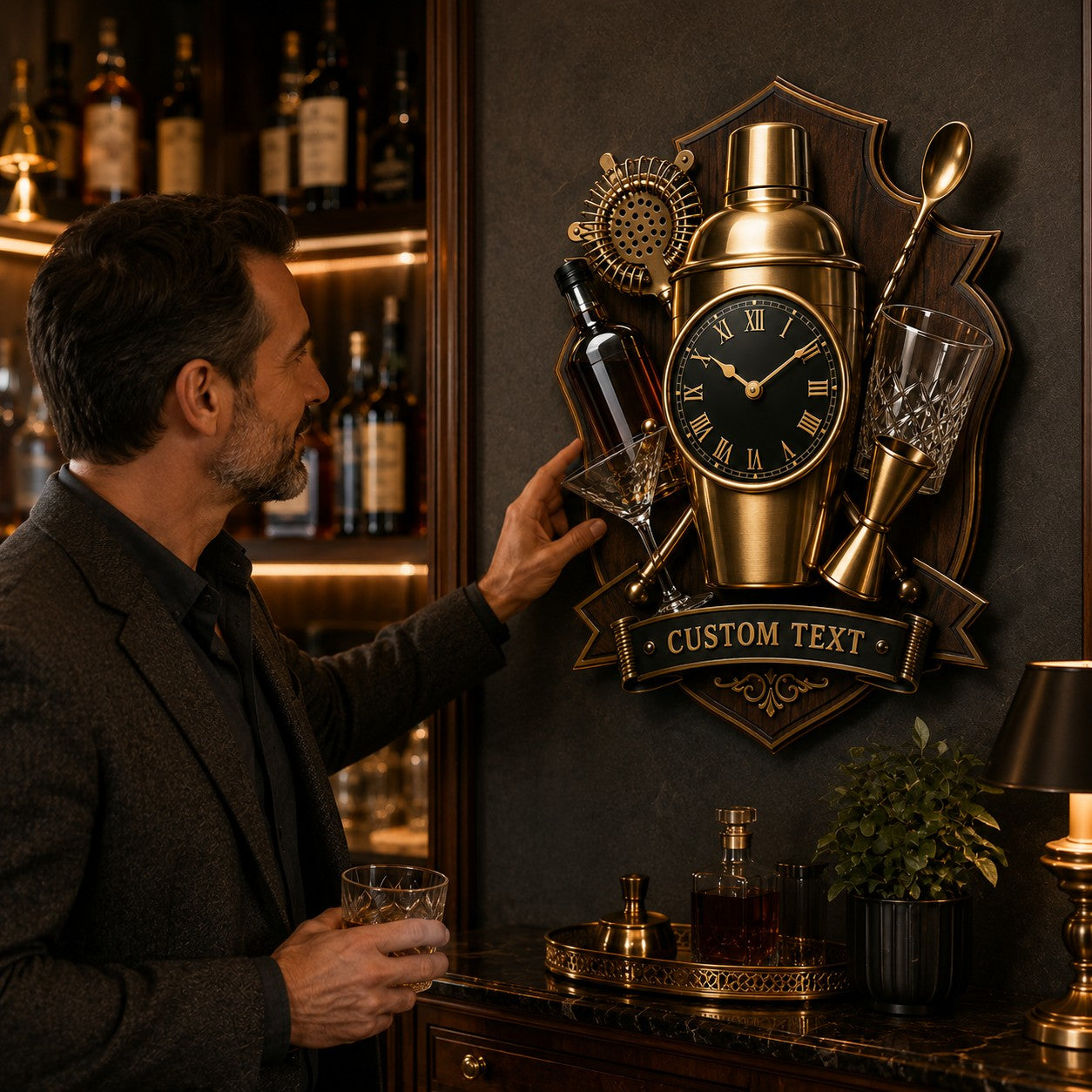 Personalized Bartender Wall Clock with Custom Name — personalized with a custom name
