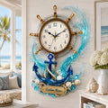 Personalized Nautical Wall Clock, Coastal Decor with Custom Name — personalized with a custom name