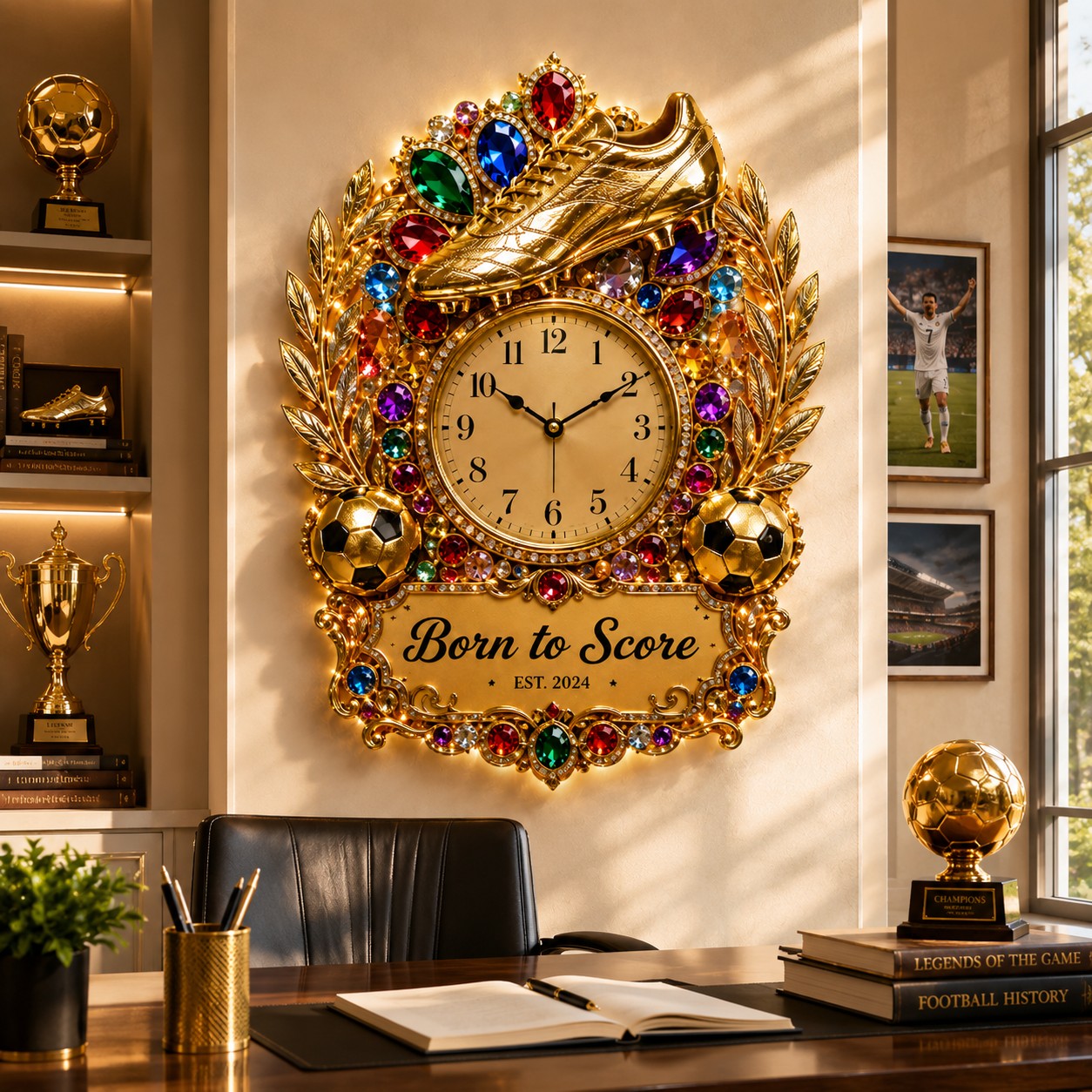 Personalized Soccer Cleat Wall Clock, Custom Name Gift for Soccer Fans — personalized with a custom name