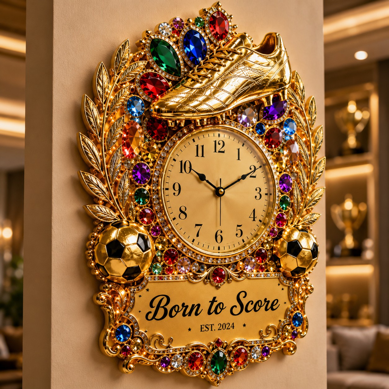 Personalized Soccer Cleat Wall Clock, Custom Name Gift for Soccer Fans — personalized with a custom name