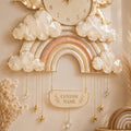 Personalized Boho Rainbow Nursery Wall Clock with Custom Name — personalized with a custom name
