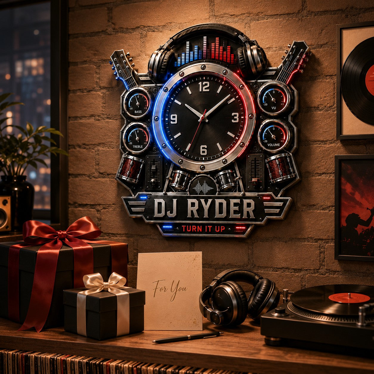 Personalized DJ Wall Clock with Custom Name — personalized with a custom name