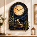 Personalized Reading Cat Moon Wall Clock with Custom Name — personalized with a custom name