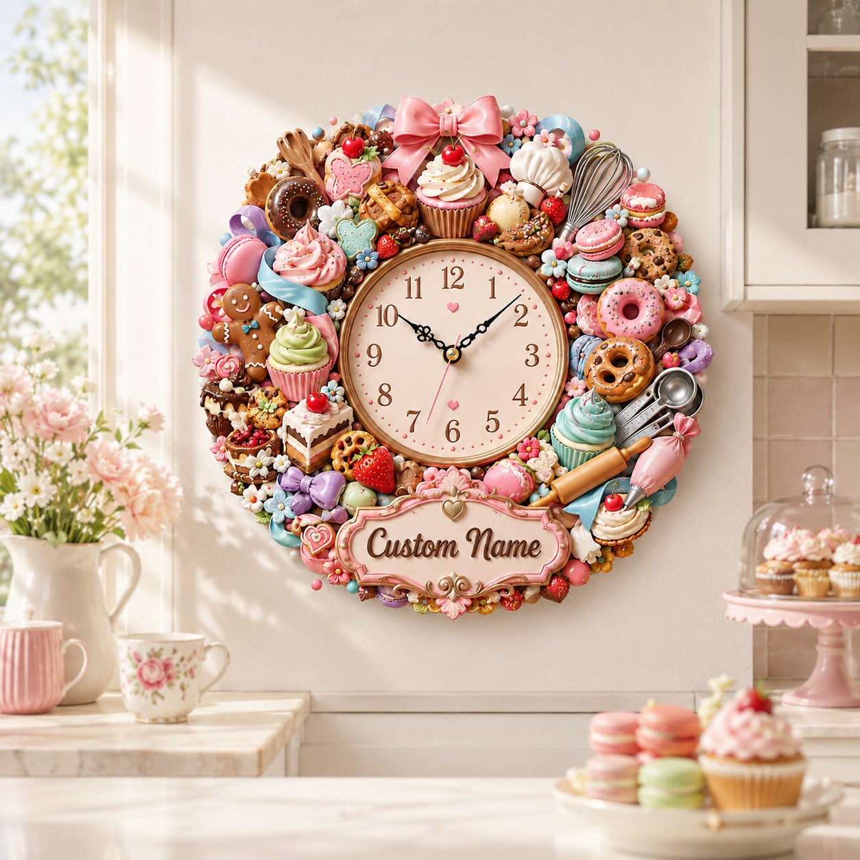 Personalized Baking Wall Clock with Custom Name — personalized with a custom name