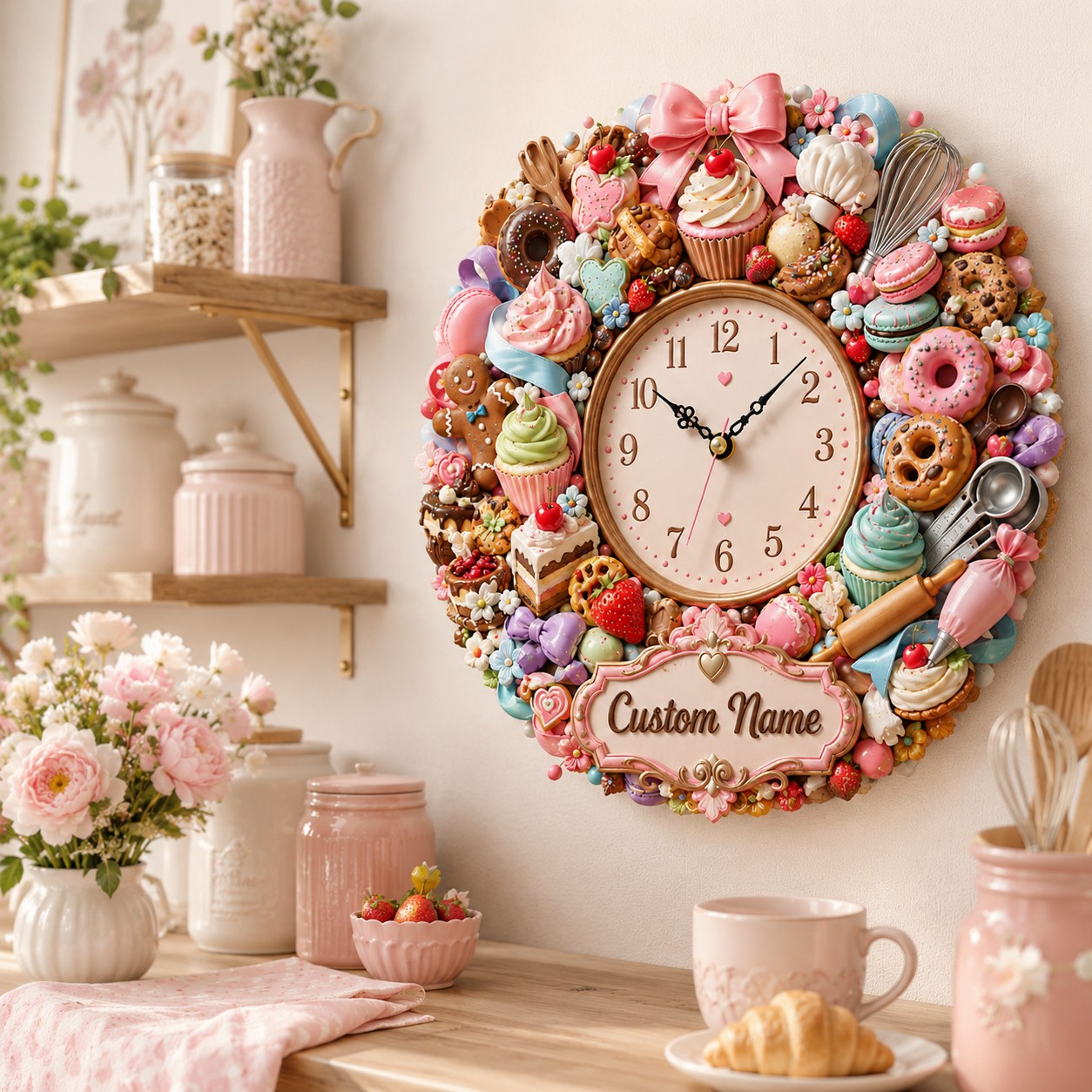 Personalized Baking Wall Clock with Custom Name — personalized with a custom name