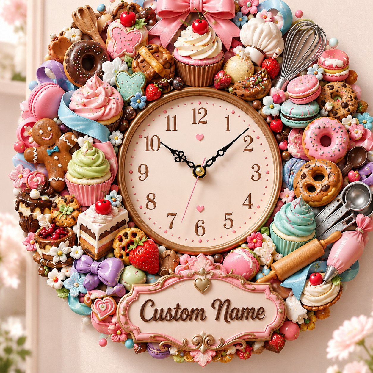 Personalized Baking Wall Clock with Custom Name — personalized with a custom name