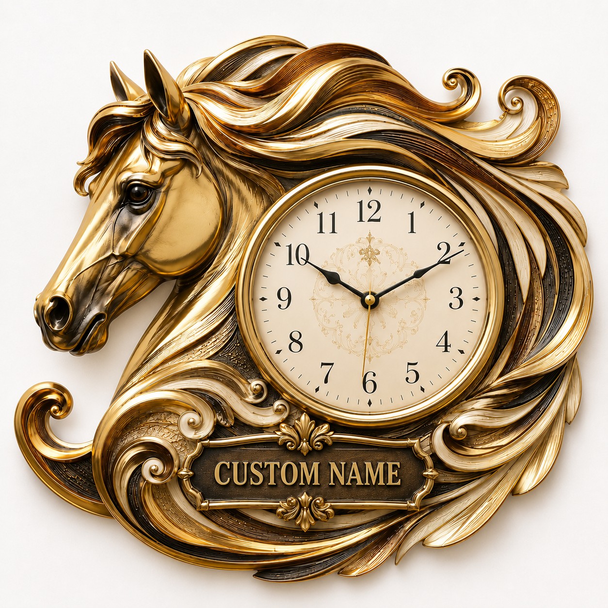 Personalized Horse Enthusiasts Wall Clock with Custom Name — personalized with a custom name