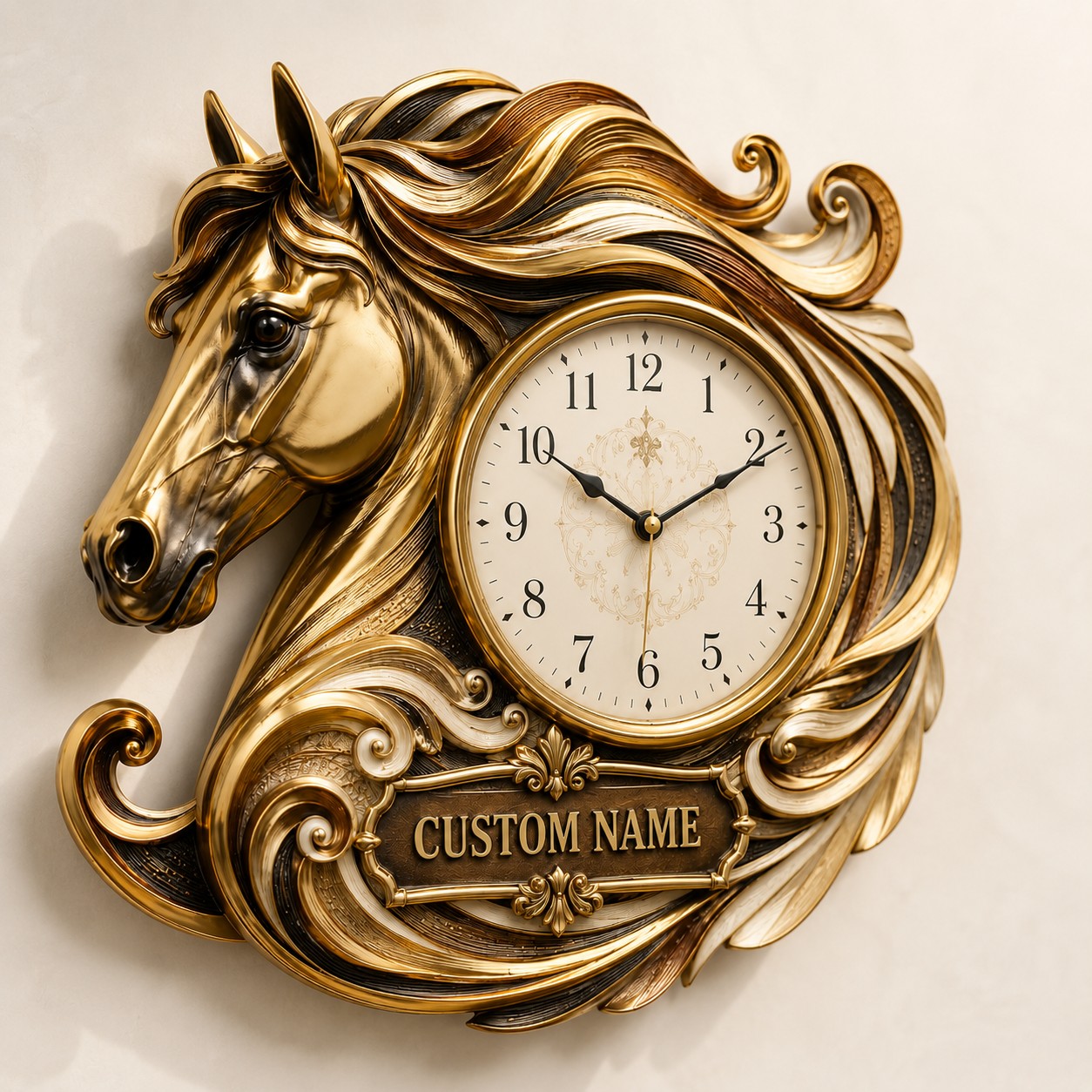 Personalized Horse Enthusiasts Wall Clock with Custom Name — personalized with a custom name