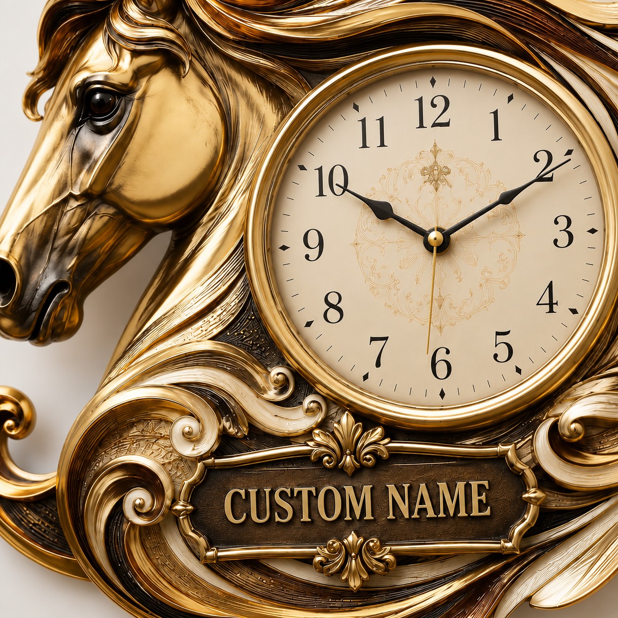 Personalized Horse Enthusiasts Wall Clock with Custom Name — personalized with a custom name