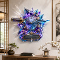 Personalized Blue Crystal Katana Wall Clock with Custom Name — personalized with a custom name