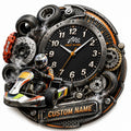 Personalized Karting Competitors Wall Clock with Custom Name — personalized with a custom name