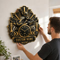 Personalized Youth Kart Racers Wall Clock with Custom Name — personalized with a custom name