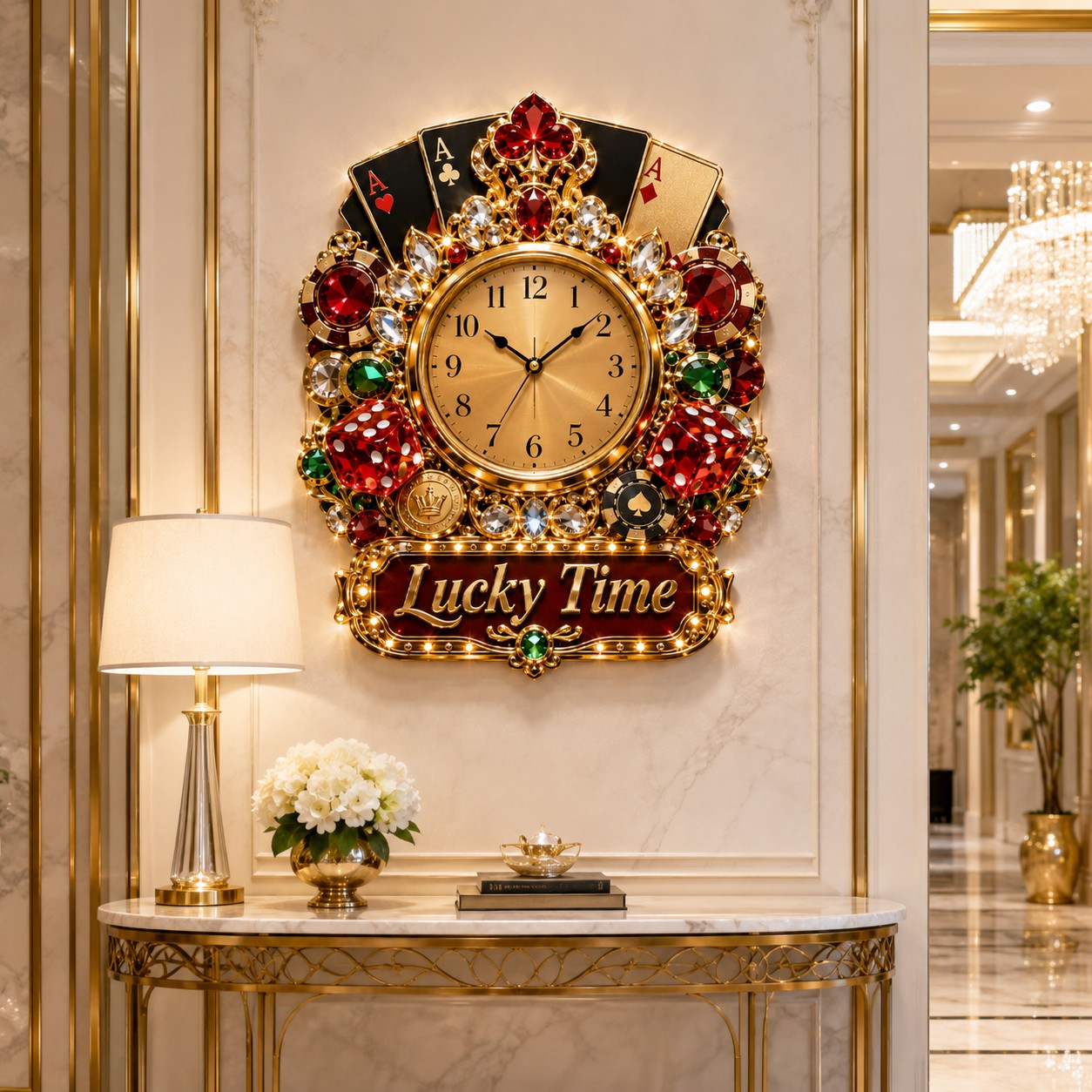 Personalized Casino Wall Clock with Custom Name — personalized with a custom name