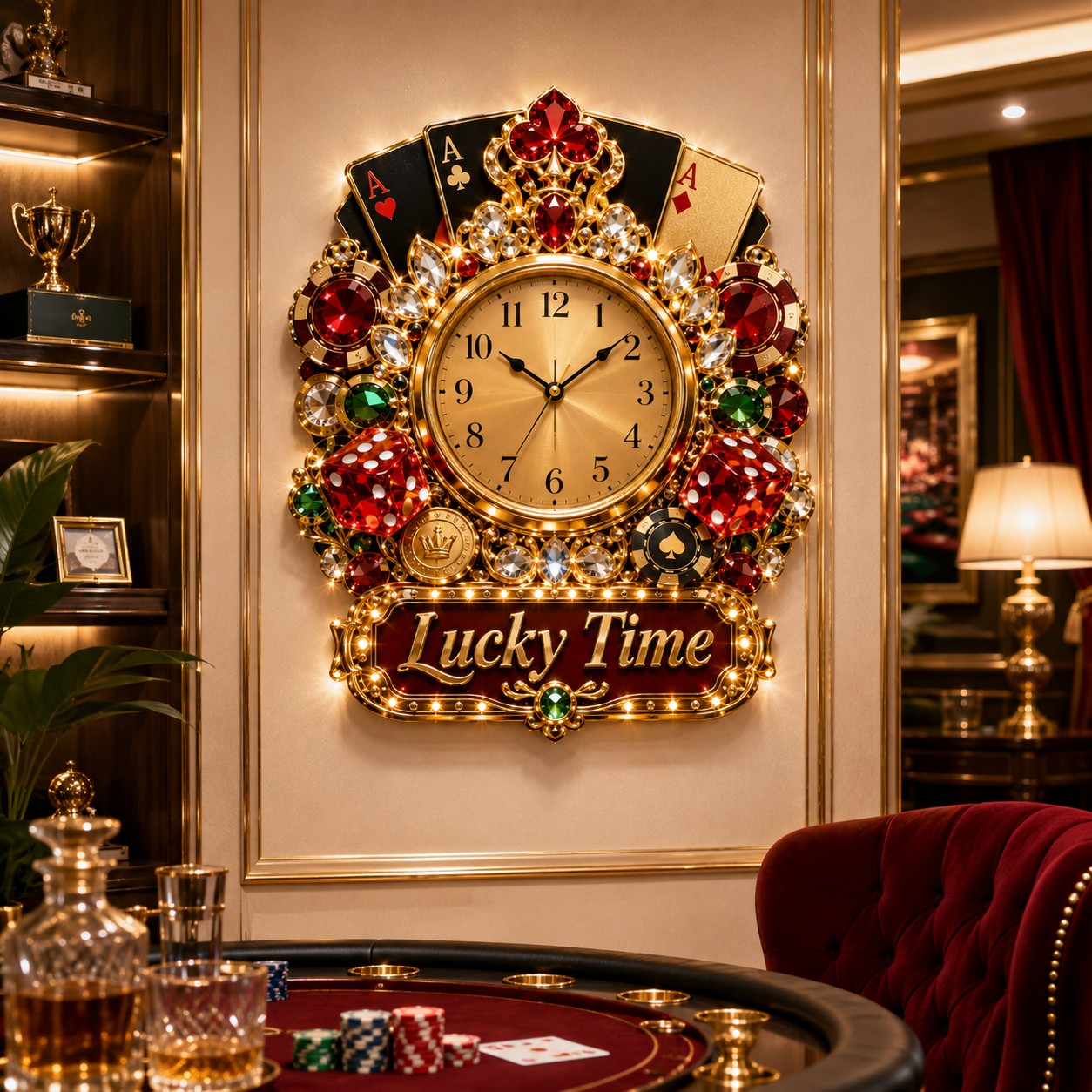 Personalized Casino Wall Clock with Custom Name — personalized with a custom name