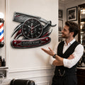 Personalized Straight Razor Wall Clock with Custom Name — personalized with a custom name