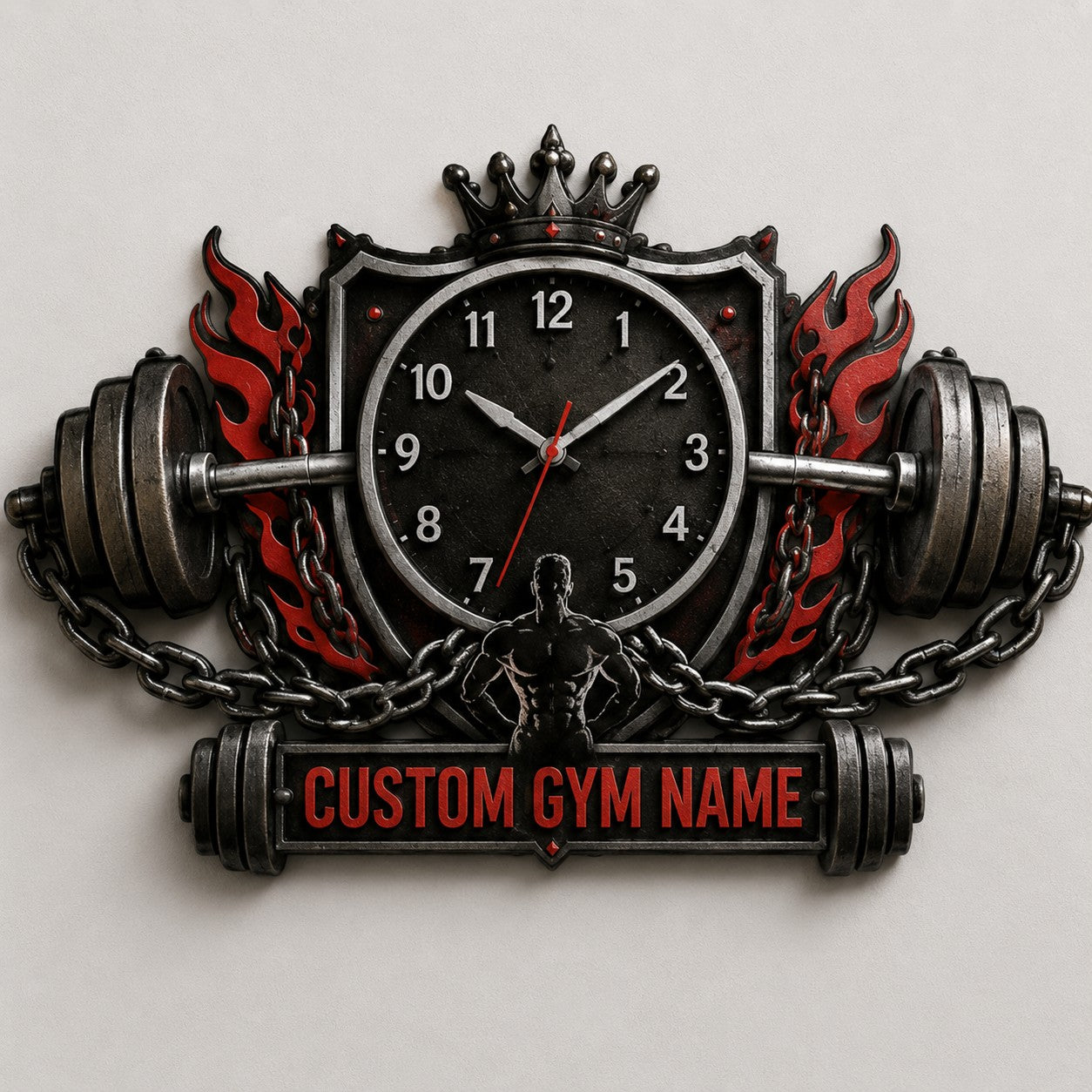 Personalized Gym Wall Clock with Custom Name — personalized with a custom name