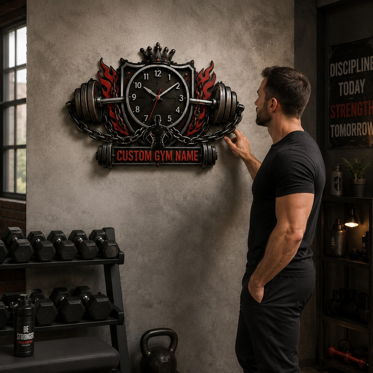 Personalized Gym Wall Clock with Custom Name — personalized with a custom name