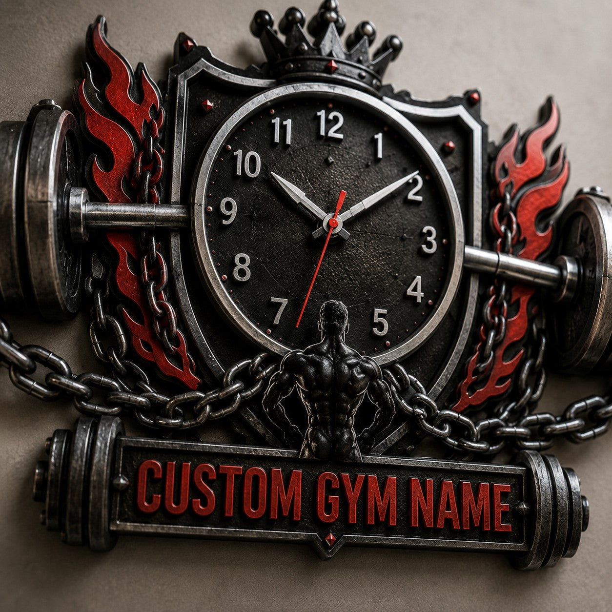 Personalized Gym Wall Clock with Custom Name — personalized with a custom name